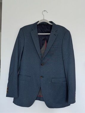 Largo Men's Blue Textured Two-Button Blazer